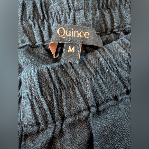 Quince Women’s 100% Linen Pajama Pants w/ Piping Black Size Medium - Picture 4 of 9